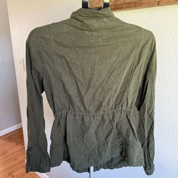 Old Navy Linen Blend Cinched Waist Zip Up Lightweight Jacket Summer Cooling M - Picture 2 of 4